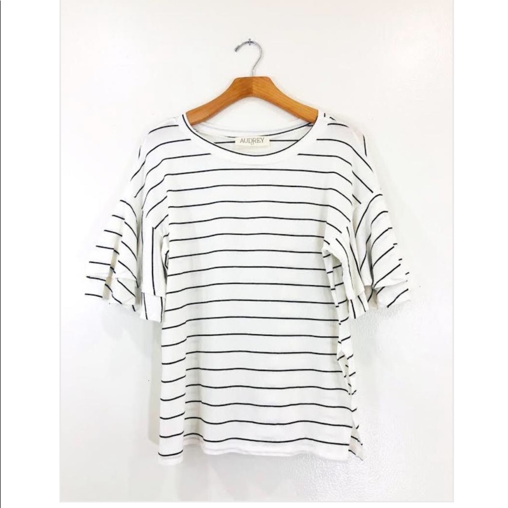 Audrey 3+1 Striped Ruffle Shirt NWOT